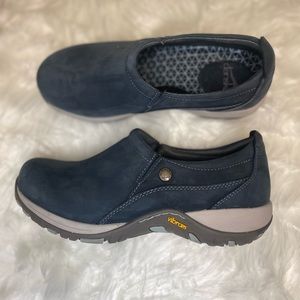 Dansko Vibram Suede Navy Slip Ons